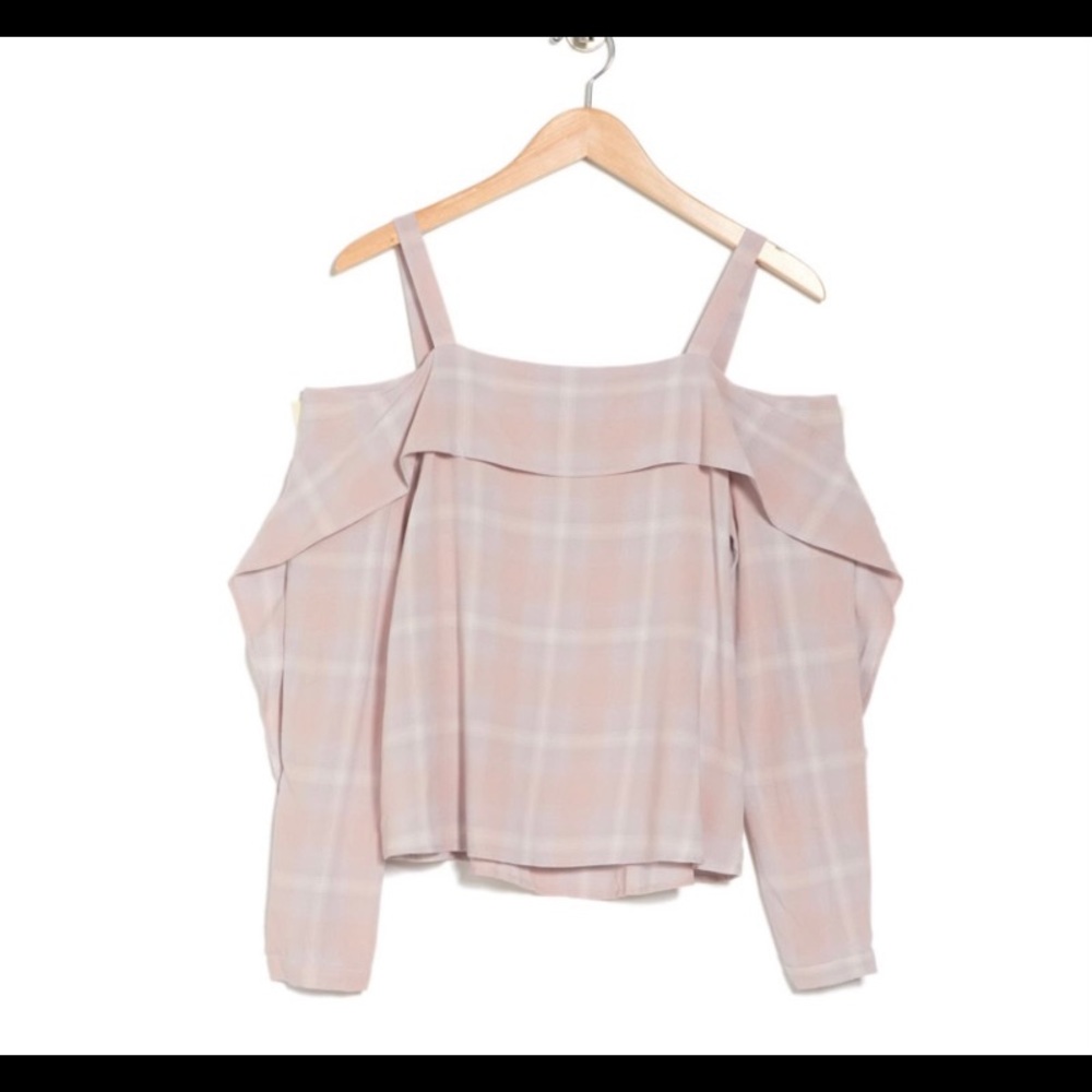 All Saints Khan Plaid Cold Shoulder Top